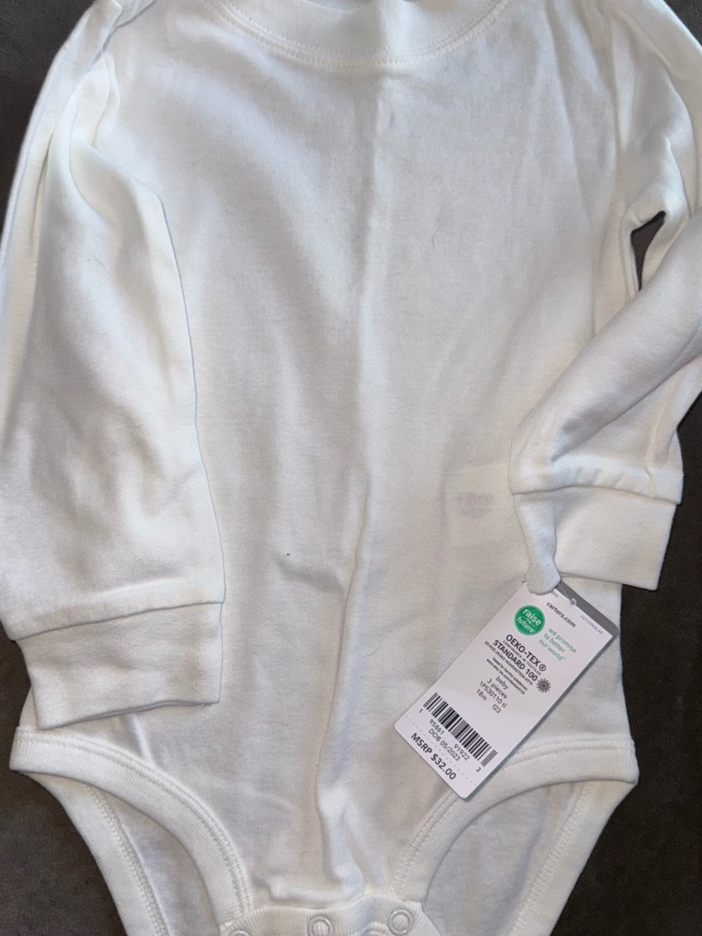 Carter's White Long-Sleeve Baby Bodysuit